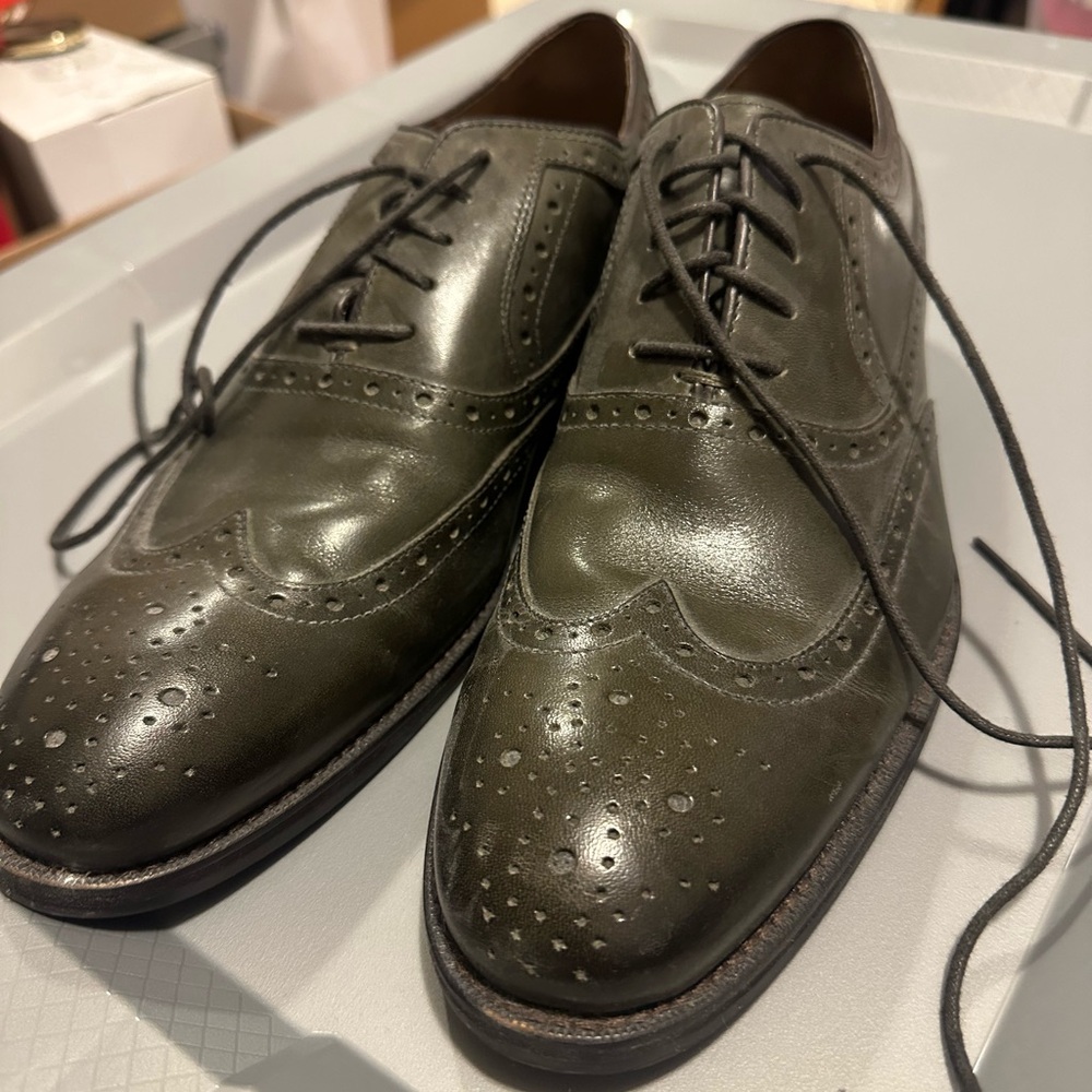 Johnston & Murphy Olive Green Oxfords